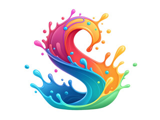 Fototapeta premium Vibrant liquid splash in abstract swirling colorful shapes on black fluid