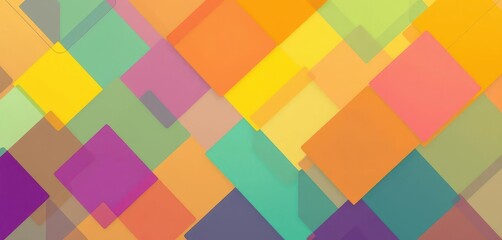 Overlapping translucent squares forming an abstract geometric pattern, gradient, minimal