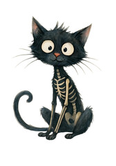 Cute Halloween Cat Illustration, Spooky Kitten Clipart