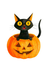Cute Halloween Cat Illustration, Spooky Kitten Clipart