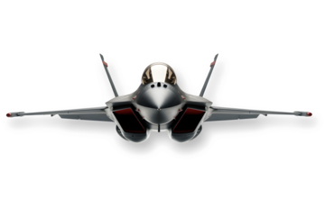 A fighter jet isolated on transparent background.