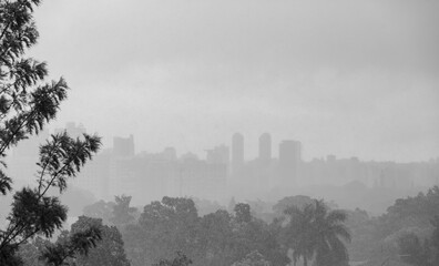 Rainy Skyline of São Paulo in Black and White