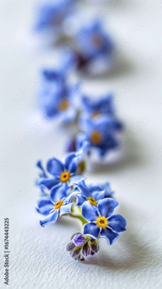 Poster delicate blue flowers arranged on a light background showcasing their vibrant color and unique shape