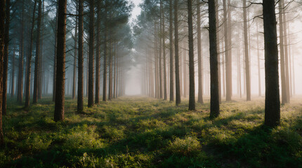 Fototapeta premium Vibrant Green Forest Scene for Environmental Ads