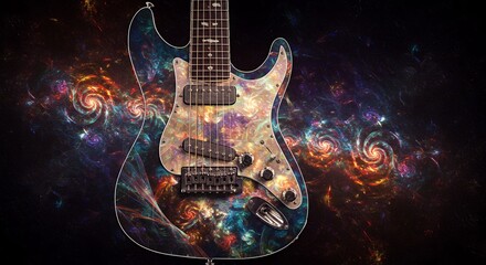Colorful electric guitar with abstract background image
