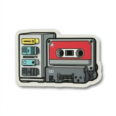 Fototapeta premium Retro Cassette Tape and Player Illustration