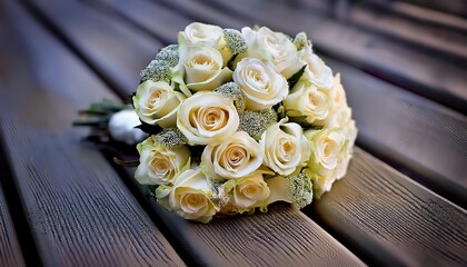 wedding bouquet of white roses
