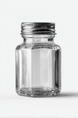Clear glass jar with metal lid