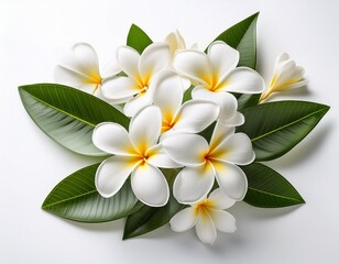 Naklejka premium white plumeria flowers on a white background