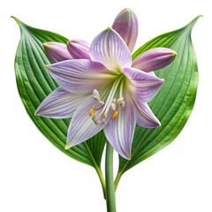 Naklejka premium Elegant Hosta Blossom with Green Leaves on a Pristine White Background