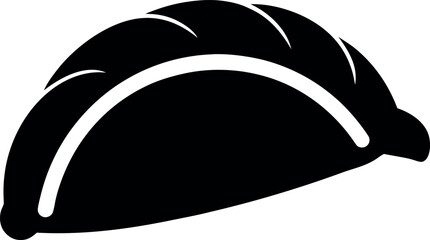 Black and White Calzone Silhouette Icon