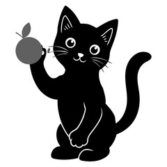 Vector art illustration of a curious cat