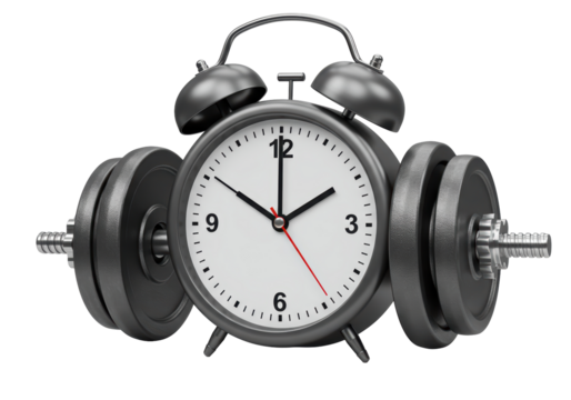 Isolated deadline fitness clock, concept of time to do sport, gym and exercise training