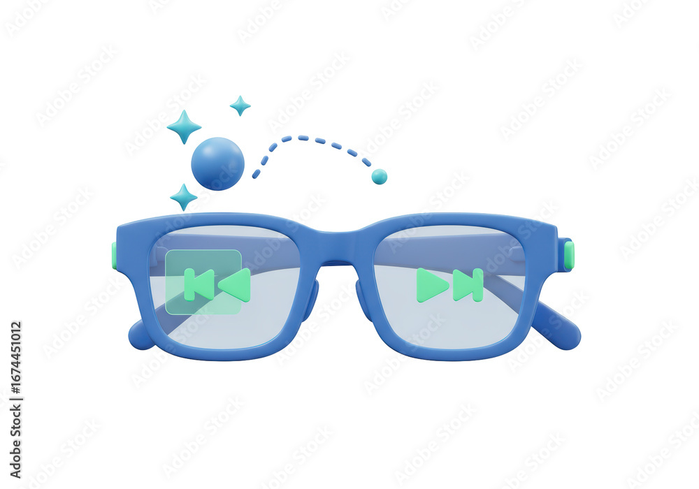 Aufkleber isolated smartglasses with next and previous symbols floating, virtual reality device