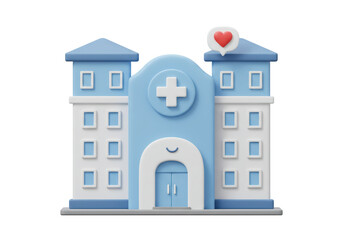 Isolated hospital building cartoon with heart, modern and adorable, good healthcare icon
