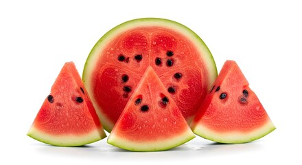 Freshly Sliced Watermelon Pieces on White Background - Summer Fruit Delight