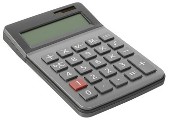Isolated grey calculator for business math financial calculations and accounting work tool