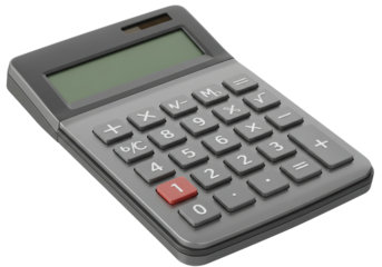 Isolated grey calculator for business math financial calculations and accounting work tool