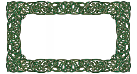 Celtic Knot Border Frame Design Elegant Green Pattern Background for Website or Invitation