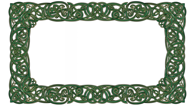 Celtic Knot Border Frame Design Elegant Green Pattern Background for Website or Invitation