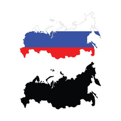 Fototapeta premium Russia Map Vector with National Flag Colors and Black Silhouette