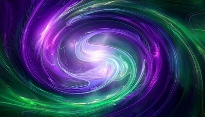 abstract swirling colors blending from deep purple to green with soft glowing light creating a dreamy and calming atmosphere