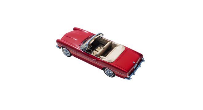 Classic Red Convertible Car Isolated on White Background Vintage Automobile Stock Photo