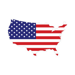 United States Map Vector with American Flag Stars and Stripes
