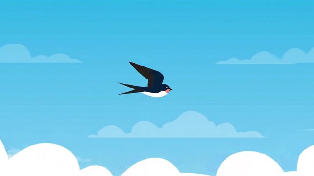 Swallow Flying Through a Bright Blue Sky