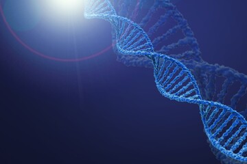 DNA double human helix structure on blue background
