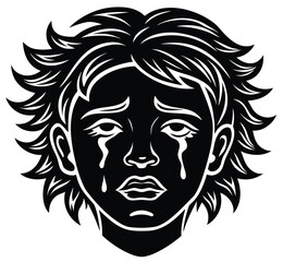 Tribal vector illustration of a lion head design with detailed hair, perfect for a tattoo or symbol