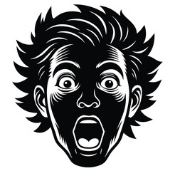 Tribal black and white vector silhouette of a lion head for a wild animal tattoo design