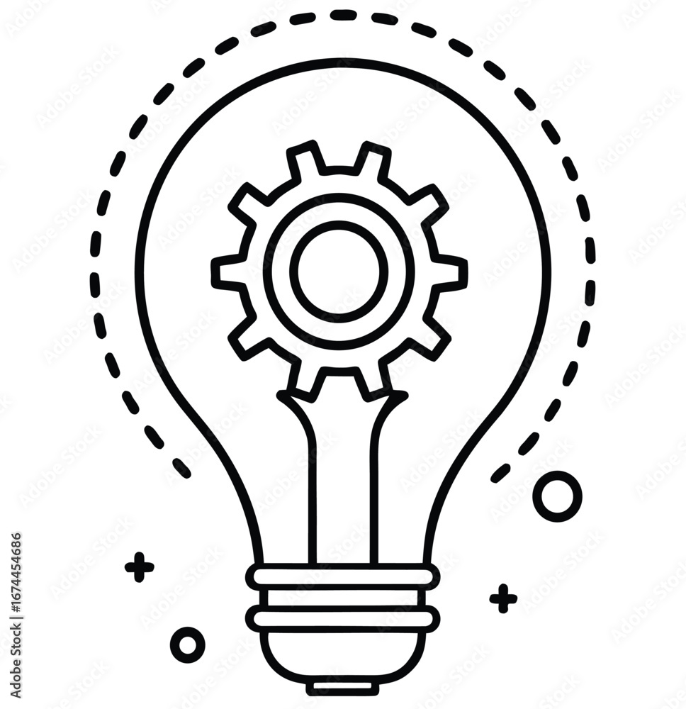 Aufkleber light bulb icon with gears representing idea and innovation