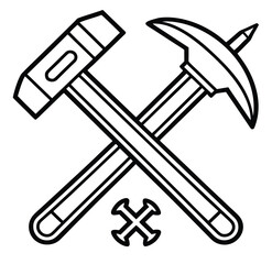 Hammer and nail tool icon set illustration