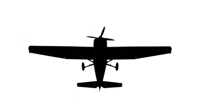 Silhouette of an airplane isolated on transparent background