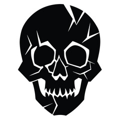 broken skull silhouette vector icon
