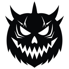 creepy pumpkin face silhouette vector icon