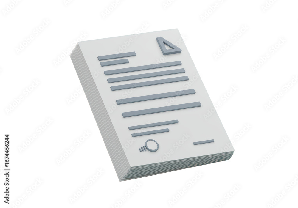 Poster isolated document stack with rows of information and a logo at the top right corner