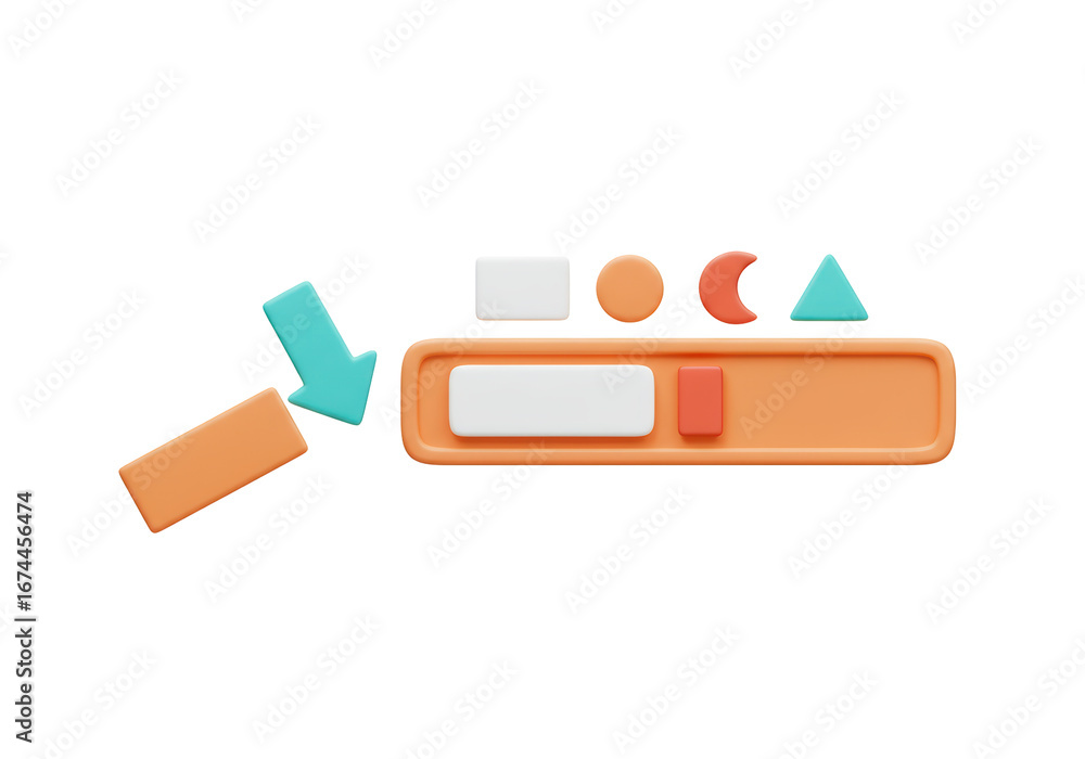 Poster isolated selection tools with shapes and arrow for ux ui design, concept diagram, 3d render