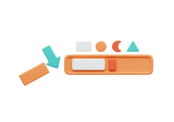 Isolated selection tools with shapes and arrow for UX UI design, concept diagram, 3D render