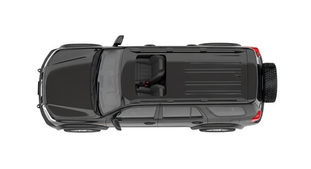 Modern Black SUV Truck Top View Adventure Travel Off Road Vehicle Lifestyle Concept