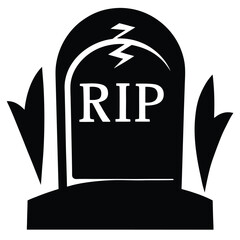 headstone rip silhouette vector icon
