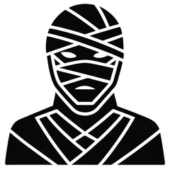 mummy face silhouette vector icon