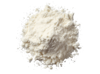 Pile of white flour isolated on black background baking ingredient, Isolated On Transparent Background