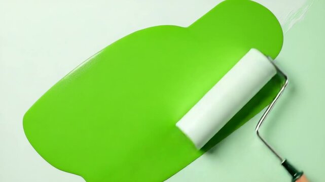 Paint Roller Background Transition Filling From White To Green