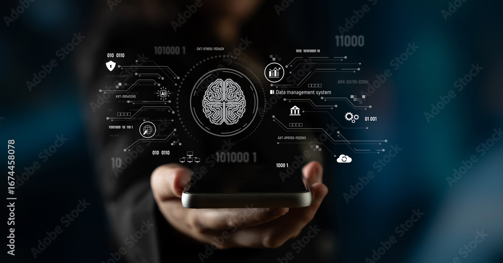 Aufkleber ai data management system for digital analysis, with ai, data, and system repeating for better seo t