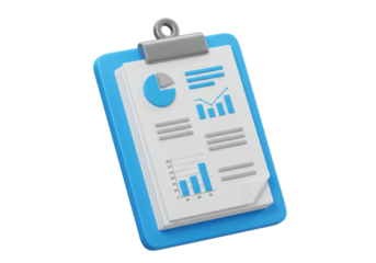 Isolated clipboard with data report, graphic charts, graphs, tables for business presentation