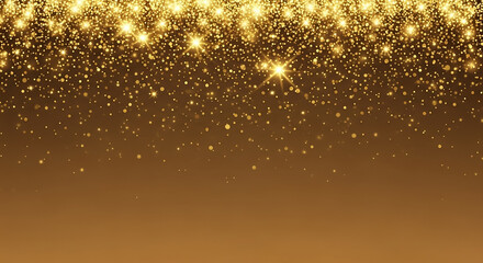 Golden dust and glitter falling on brown background