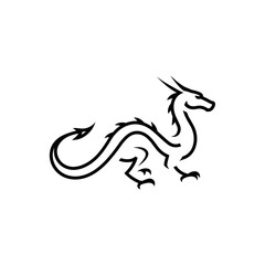 Fototapeta premium Stylized black dragon illustration in minimalistic design 