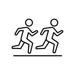 Two running figures in minimalist line art style  